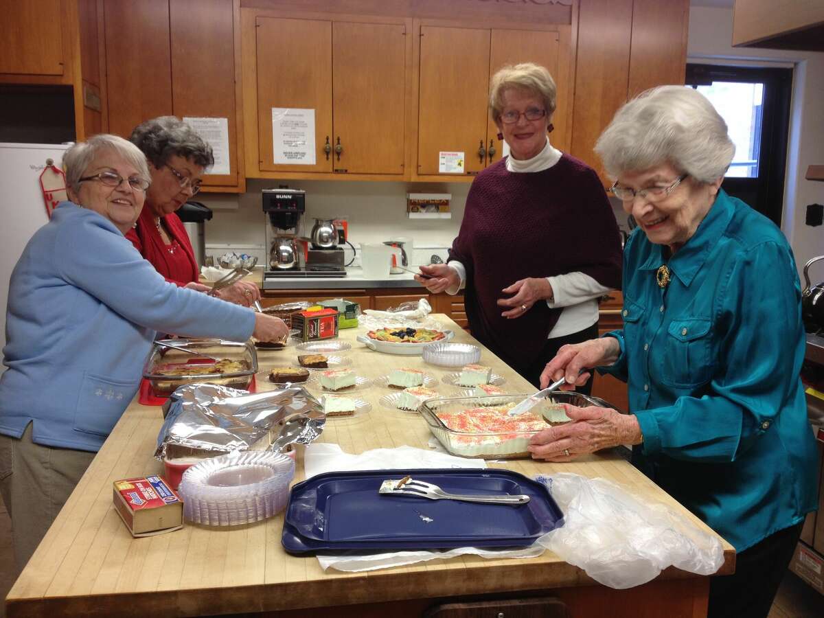 Participants in the annual Manistee Marketplace at United Methodist Church take a break from the craft show to enjoy a luncheon.