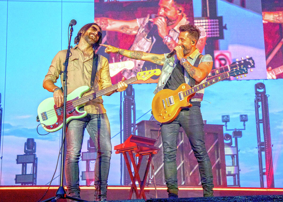 Geoff Sprung (left) and Matthew Ramsey of Old Dominion perform in Nashville, Tennessee.
