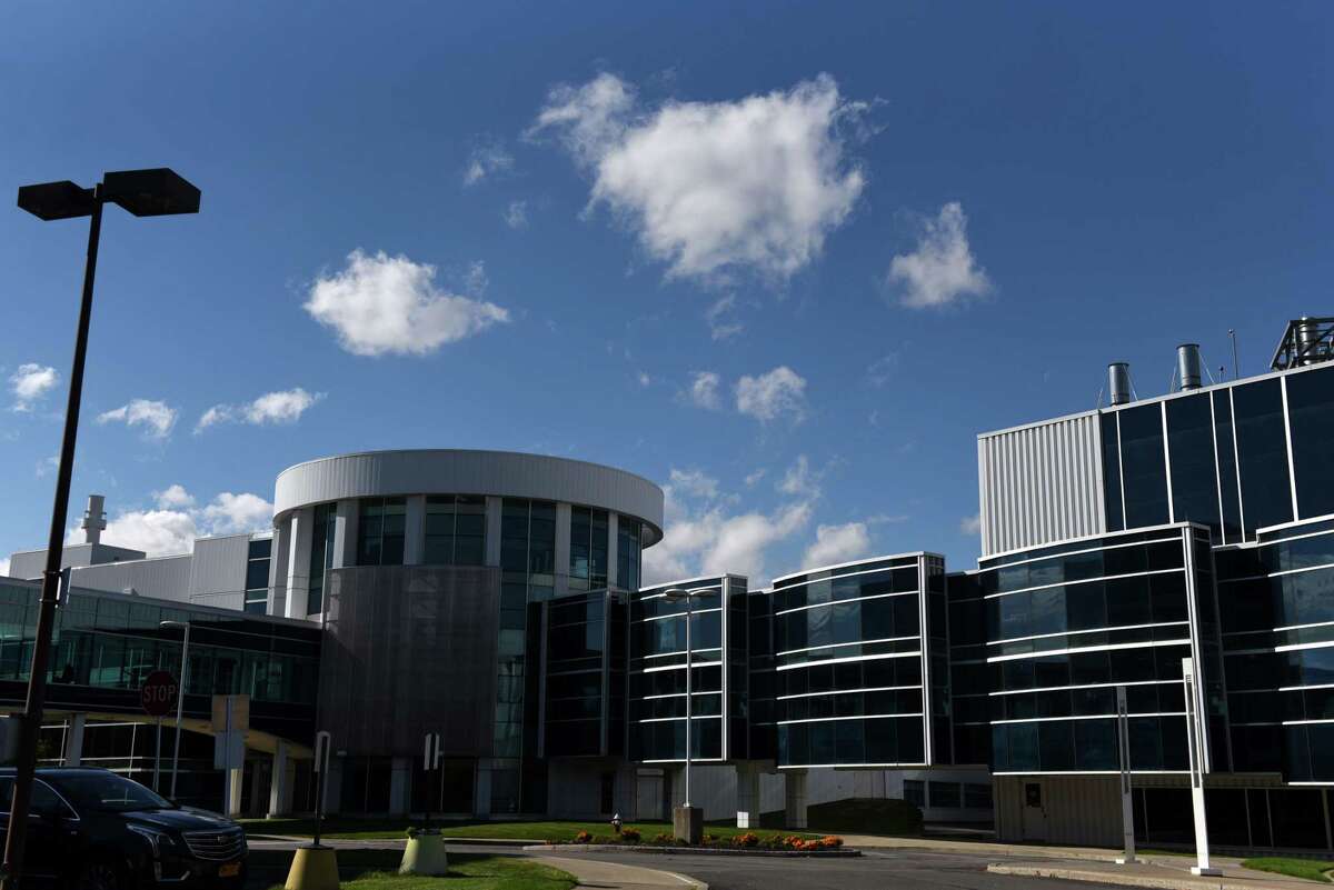 Albany NanoTech Complex where U.S. Senate Majority Leader Charles Schumer called for legislation that would block China’s semiconductor supply from entering the U.S. defense sector and boost state chip manufacturing on Tuesday, Oct. 18, 2022, in Albany, N.Y.