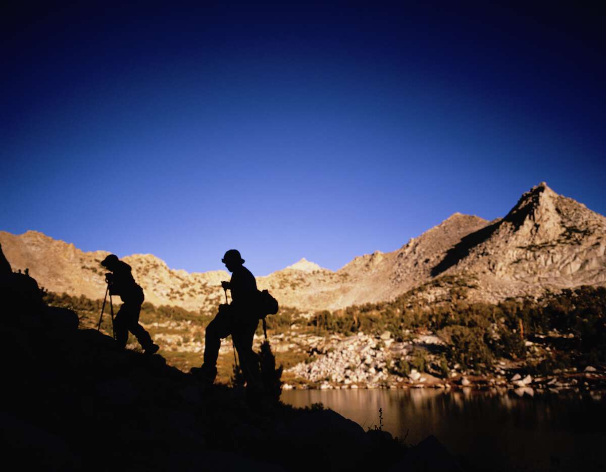 Backpacking hikers along the John Muir Trail in Kings Canyon National Park in October 2004.