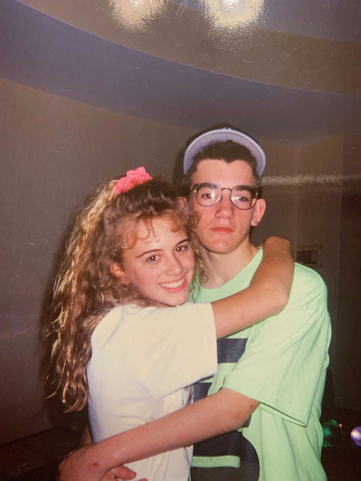 Dave Francalangia with his future wife Janis Ruscio when the two were in the eighth grade. Francalangia keeps the photo on his phone.
