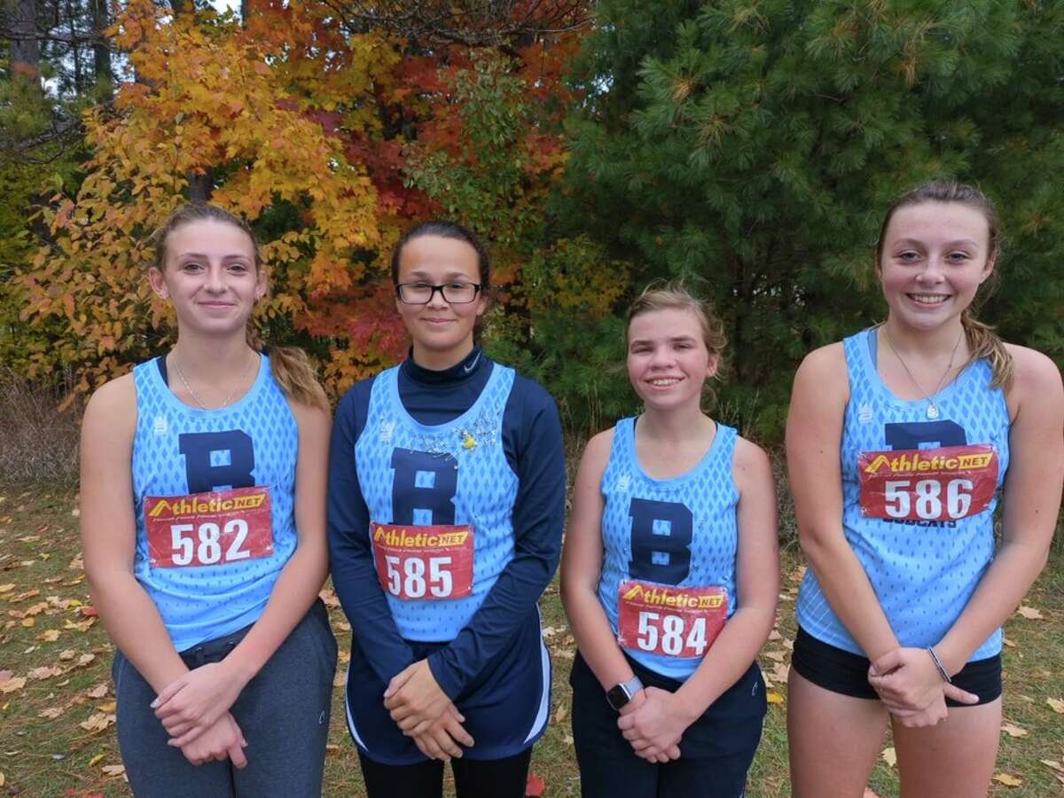 The Brethren cross country team competed at Bear Lake on Wednesday afternoon. (From left to right: Abby Kissling, Autumn Harris, Ashlynn Wardie, and Natalie Myers)