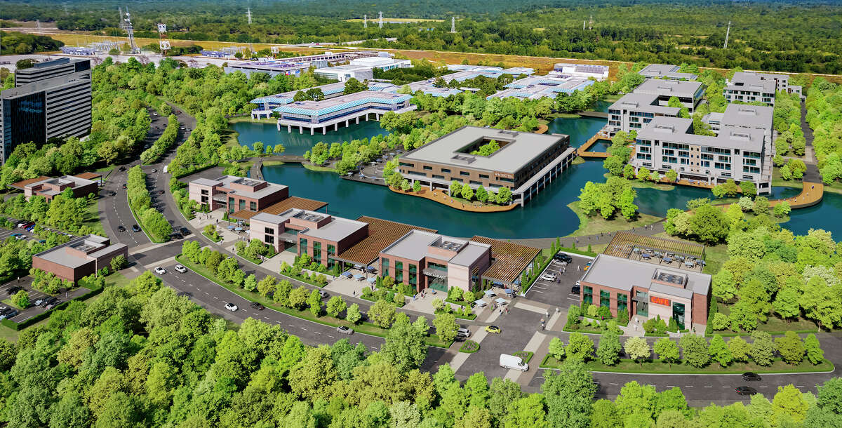 A rendering of Watermark District at Woodcreek, a redevelopment project Houston-based real estate firm Midway is planning in the Energy Corridor.
