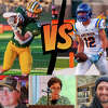Top left: Dow High football player Will Knutson catches a ball on Sept. 1, 2022 the Midland Community Stadium. Top right: Midland High football player Hudson Gerstacker celebrates during a game against Mount Pleasant High on Sept. 2, 2022 in Mount Pleasant. Bottom row from left to right: Vanessa Sedrowski, Kim Steinke and Edward Torres.