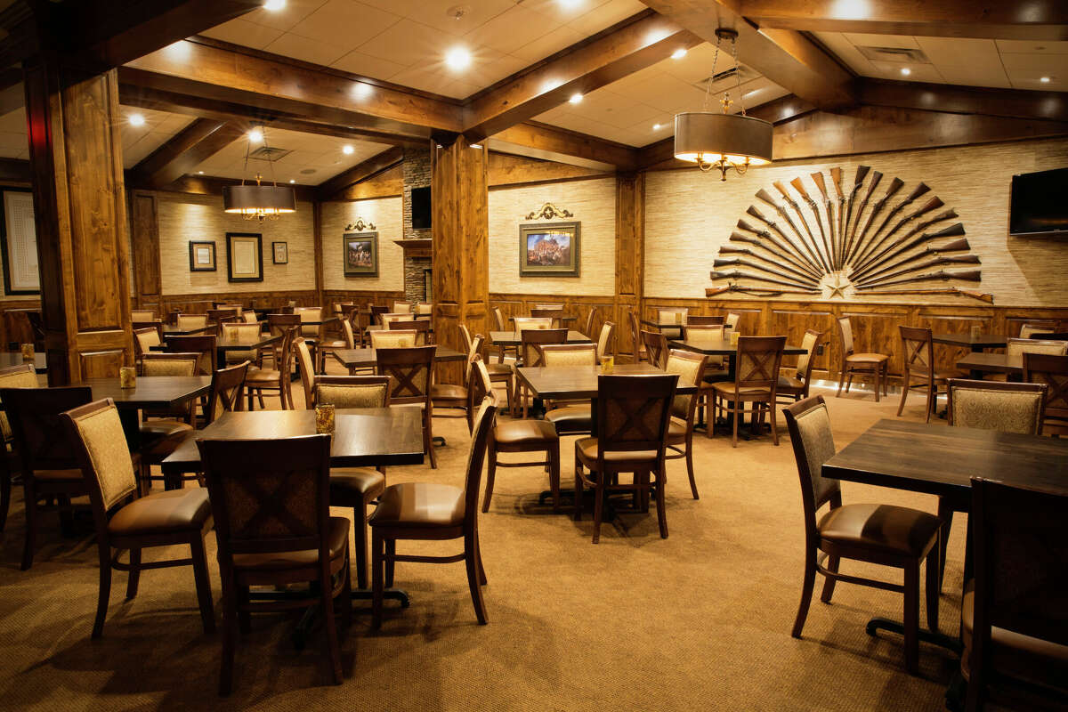 The Sam Houston Room inside Taste of Texas, a Houston steakhouse restaurant.