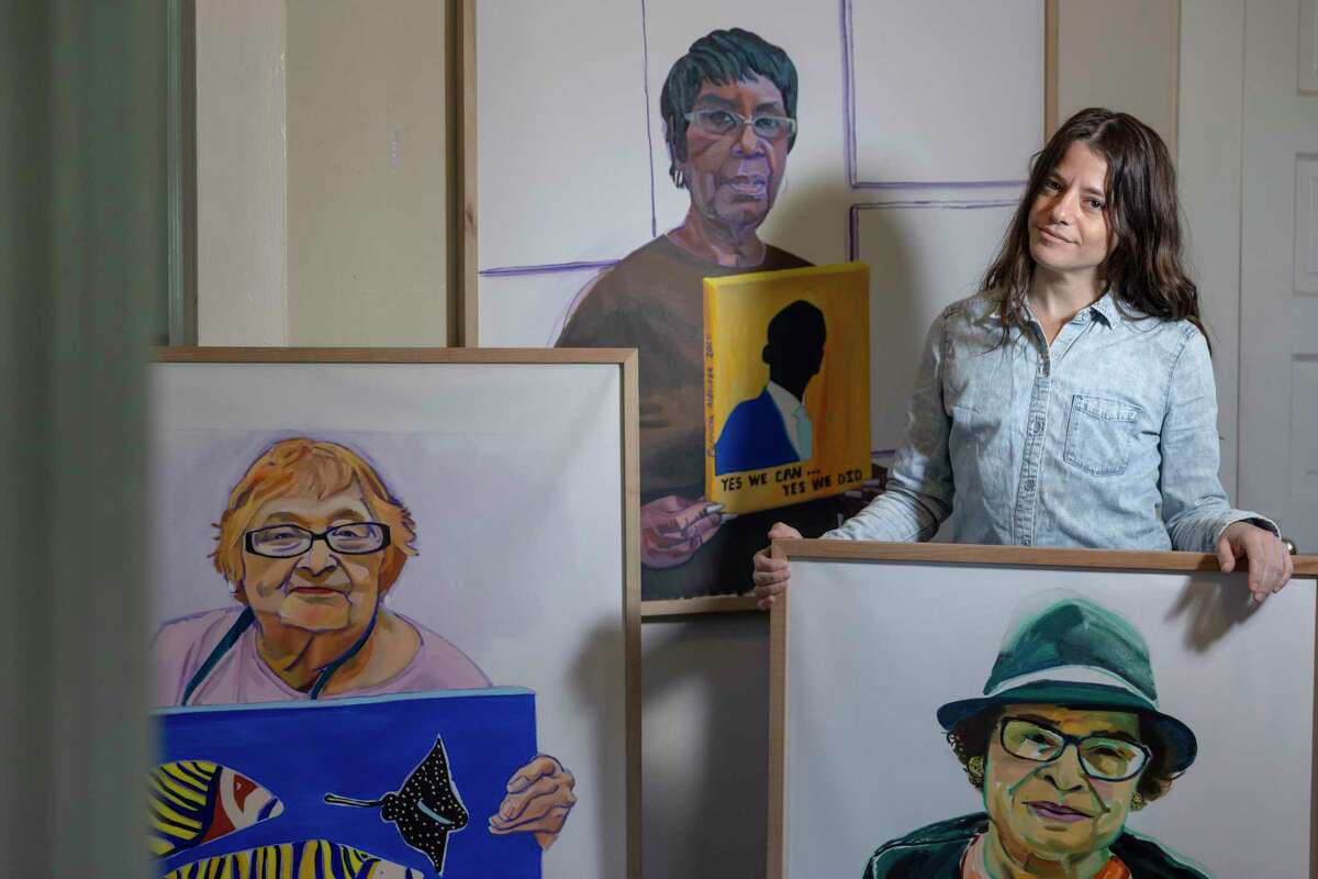 Artist and educator Gabbe Grodin is pictured in her home studio in San Antonio. Grodin’s artistic pursuits includes a series of oil paintings entitled “Wonderful Old Women,” portraits of students she said are often “overlooked and underappreciated.” 