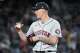 Article Image Houston Astros relief pitcher Hunter Brown (58) is seen after walking New York Yankees Josh Donaldson in the eighth inning during Game 3 of the American League Championship Series at Yankee Stadium on Saturday, Oct. 22, 2022, in New York.