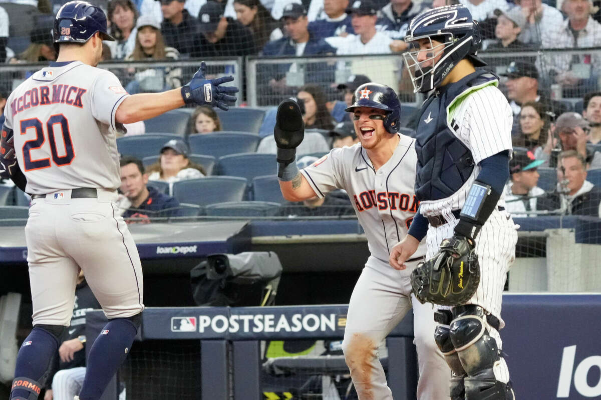 Story photo for Astros take 3-0 lead in ALCS.