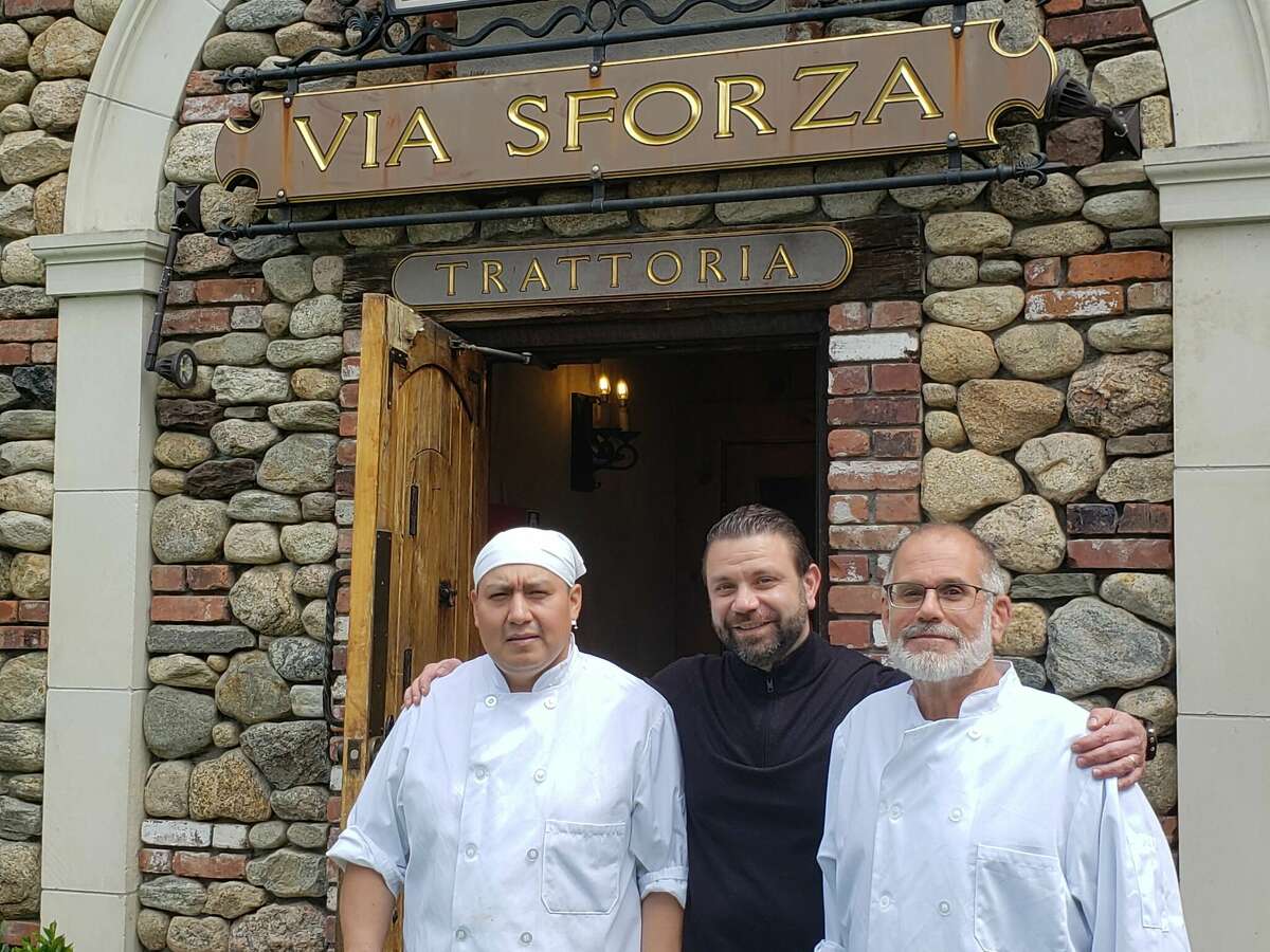 At Via Sforza in Westport, sous chef George Campoverde, Owner Gianni Rizzi and chef Chris Malagise make fresh pasta in-house.