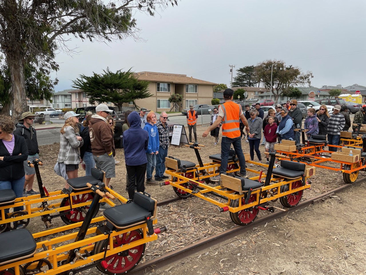 Pedal powered carts let you visit California by train track