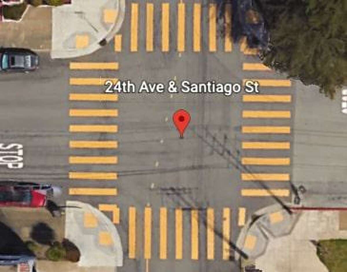 The intersection in San Francisco’s Sunset District where a woman was killed after a motorist allegedly slammed into her while driving under the influence.