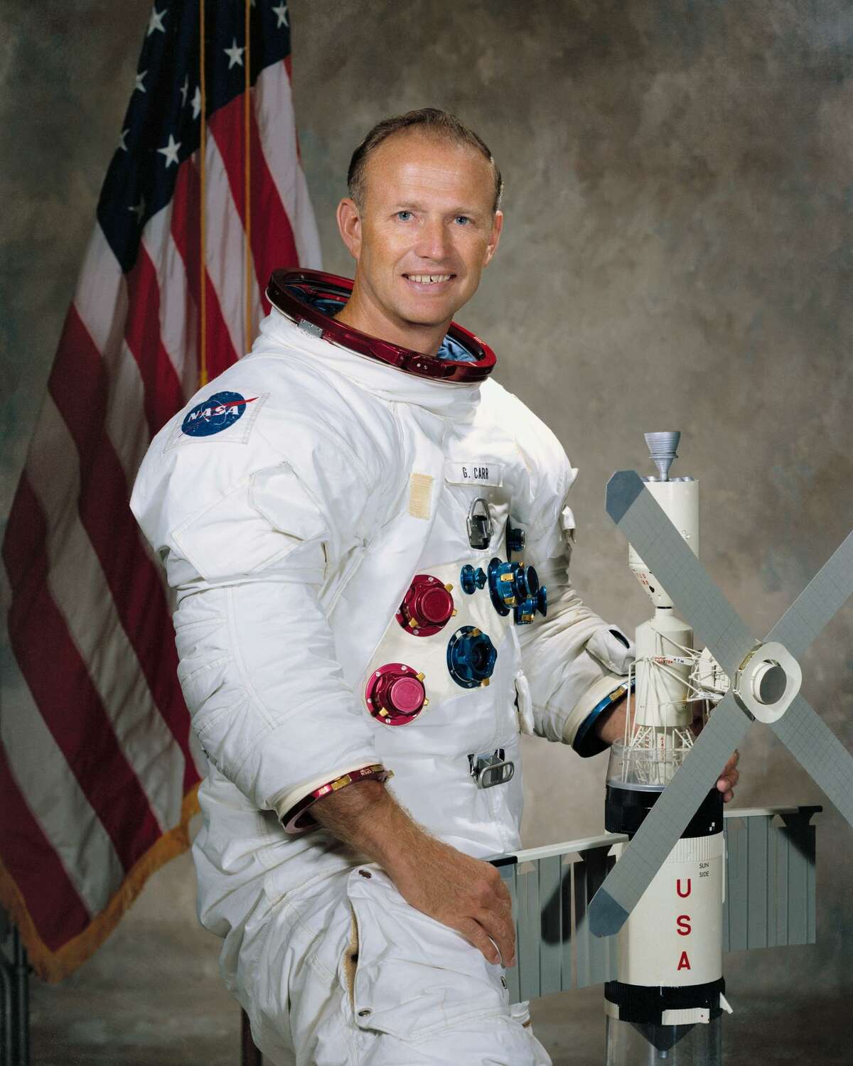 Astronaut Gerald "Jerry" P. Carr in his spacesuit in 1971. Jerry is one of the main subjects of the upcoming documentary "The Artist and the Astronaut." (Courtesy of NASA)