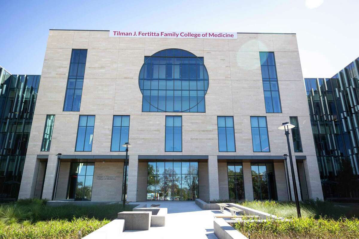 The beforehand   facade of the University of Houston’s marque  caller   Tilman J. Fertitta Family College of Medicine gathering  connected  Wednesday, Oct. 26, 2022.