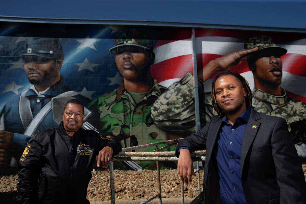 Buffalo Soldiers National Museum CEO Desmond Bertrand-Pitts, left, and his grandfather Paul J. Matthews, a Vietnam veteran who is also the founder of the museum. It is the nation’s largest museum dedicated to the legacy of African Americans in the military. 