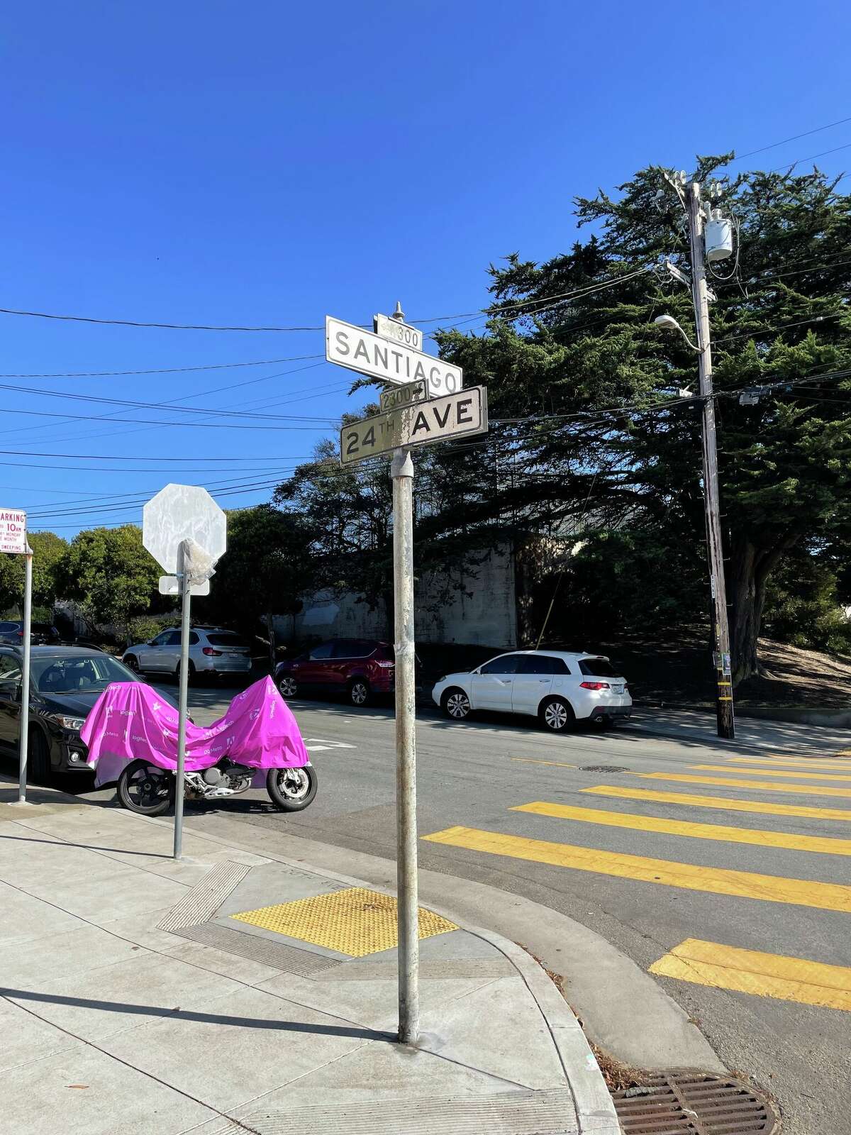 Santiago Street at 24th Avenue in San Francisco's Sunset District is the site of a recent pedestrian death.