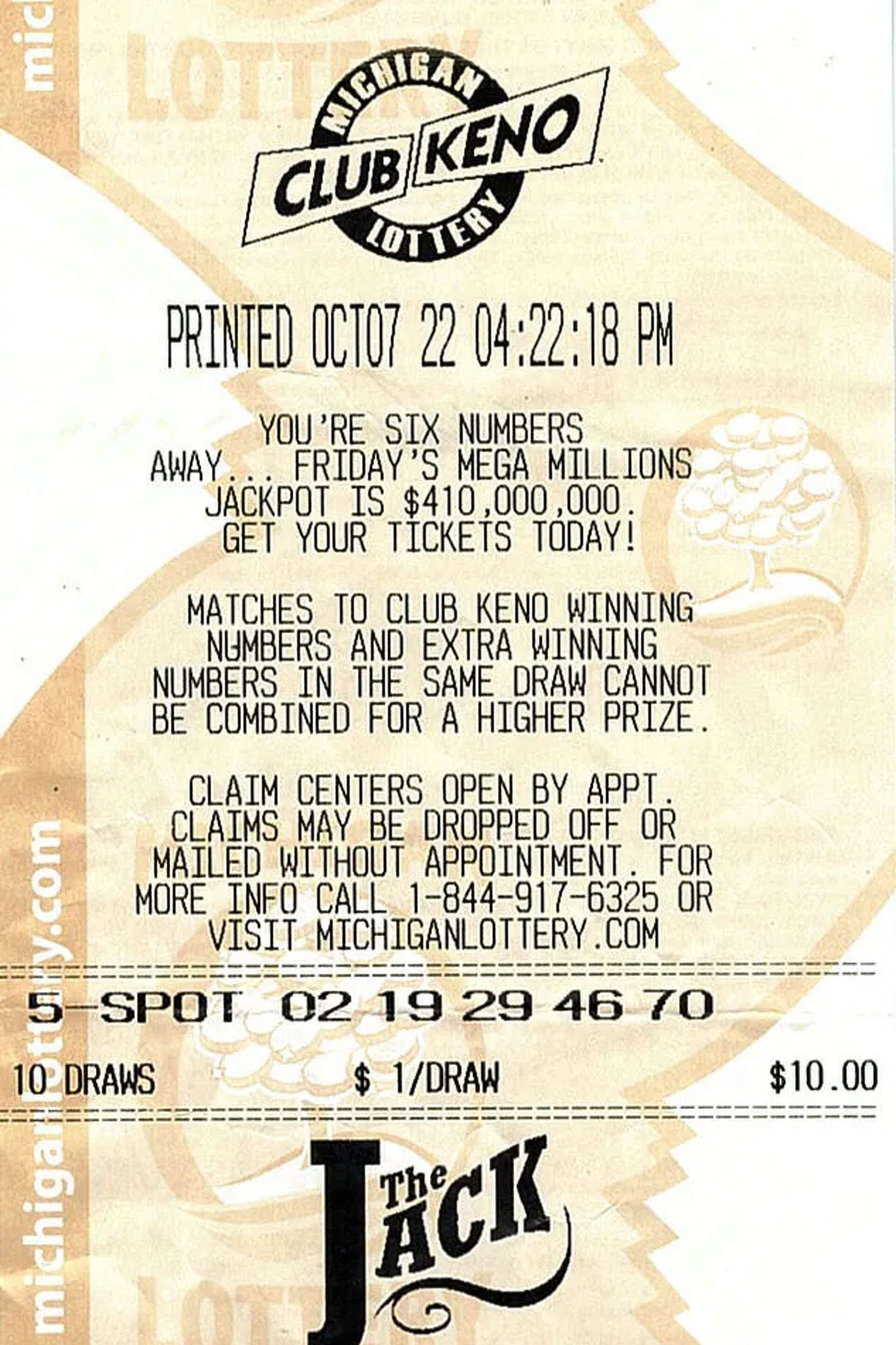 Michigan man wins $260k on Michigan Lottery's Club Keno The Jack