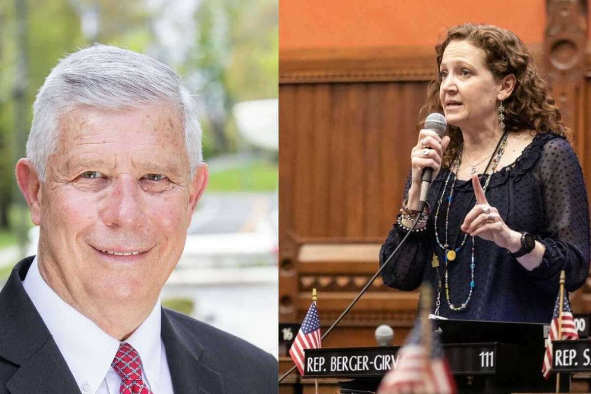 The candidates for state representative in the 111th House District against: Left, longtime Ridgefield resident Bob Hebert. Right: State Rep. Aimee Berger-Girvalo.