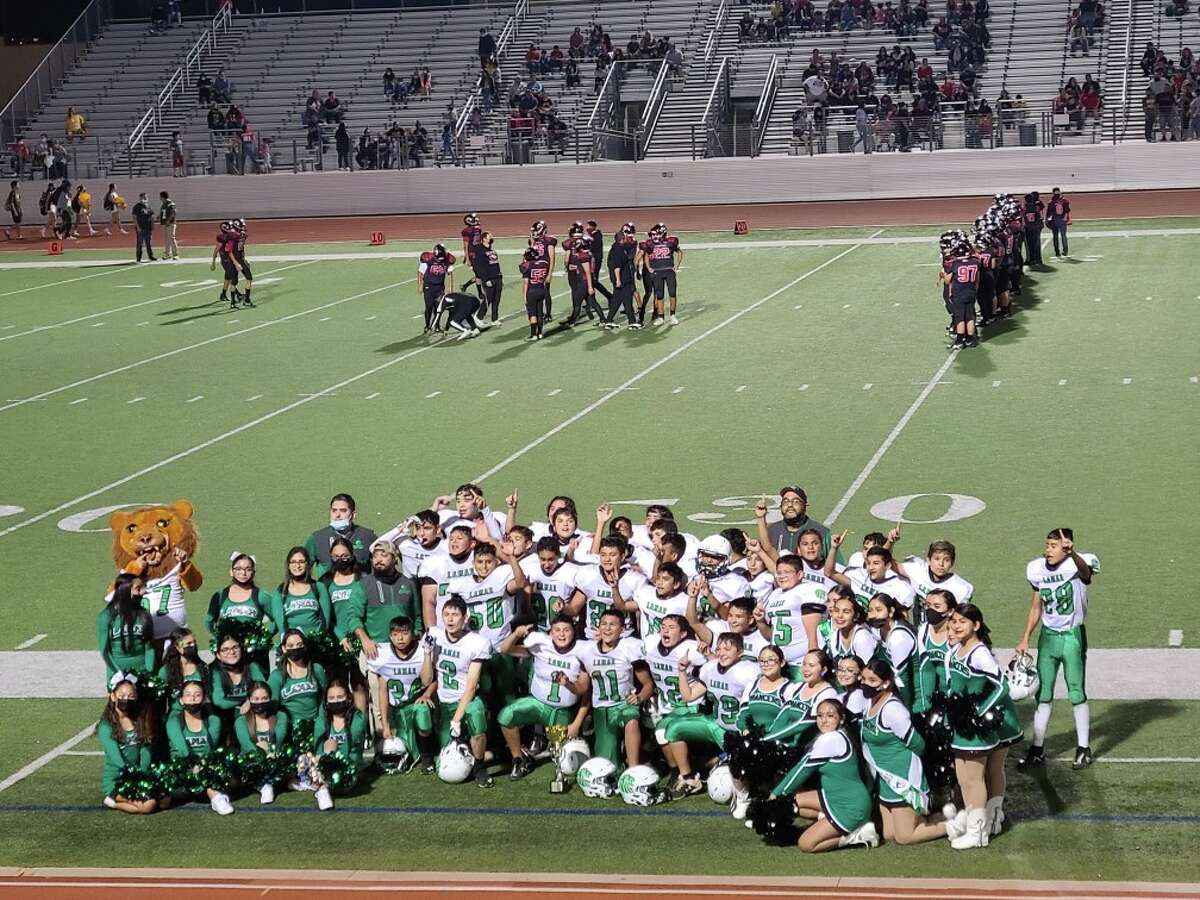 Lamar Middle School celebrates last year after winning the LISD Middle School Championship game.