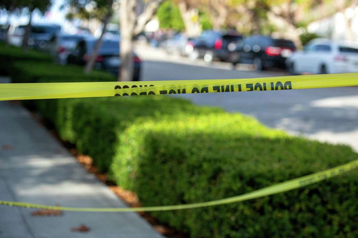Police tape blocks off the area outside House Speaker Nancy Pelosi’s residence after her husband, Paul Pelosi, was attacked by an intruder.