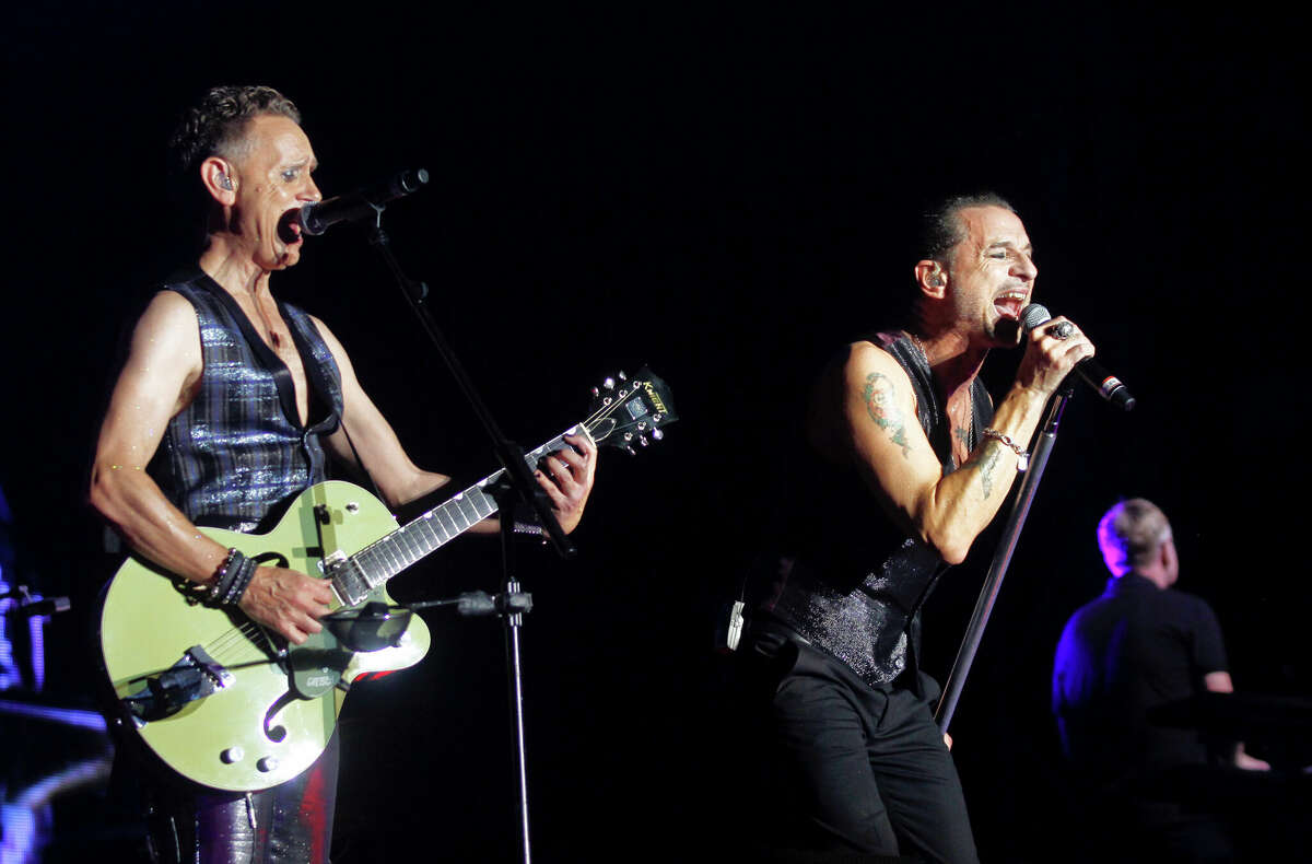 Depeche Mode's Martin Gore, left, and Dave Gahan perform at the 2013 Austin City Limits Music Festival. The band's April 2023 concert at the AT&T Center is the only Texas stop on its upcoming tour.