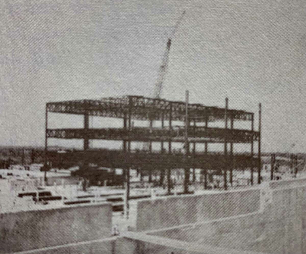 Shown here under construction, the Audie L. Murphy Memorial Veterans' Hospital was completed in 1971 to bring in- and outpatient care to area veterans.  The hospital is affiliated with the schools that make up UT Health San Antonio.
