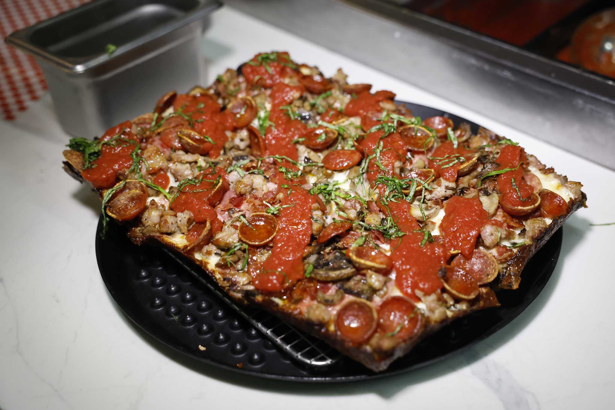 Detroit-Style Pizza Recipe with Sausage and Mushrooms