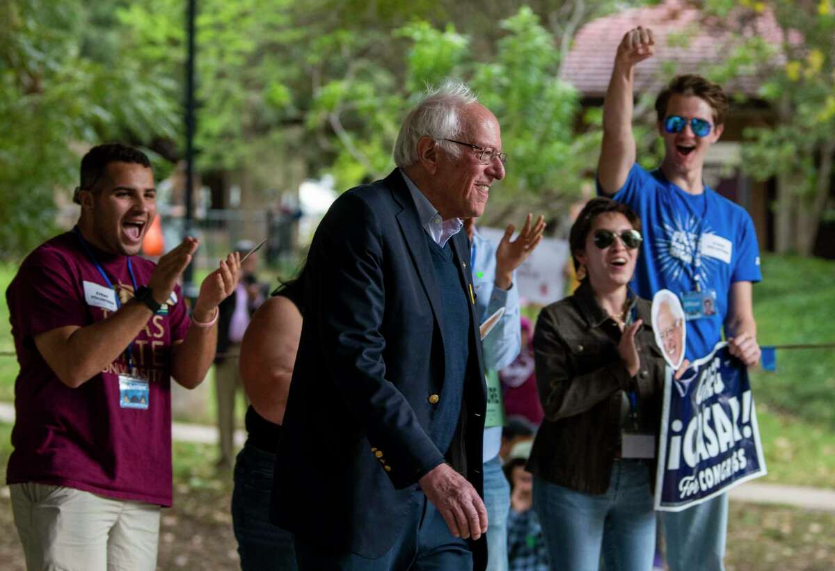 United States Senator Bernie Sanders (D-Vermont), is introduced by Democratic nominee for Texas Congressional District 35,Greg Casar, during a get out the vote rally at Sewell Park in San Marcos on Sat.October, 29, 2022.