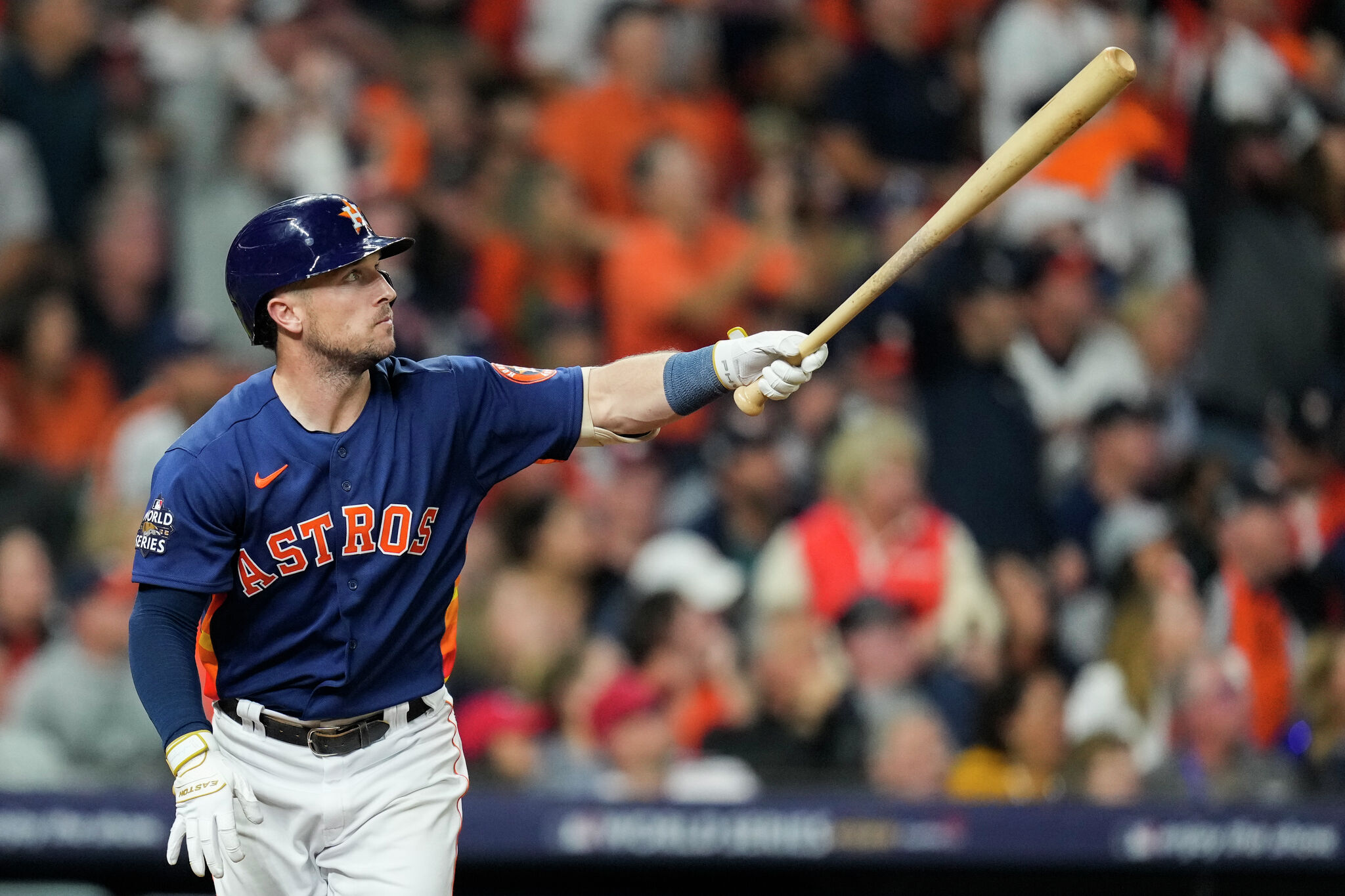 Astros fan uses Alex Bregman game-worn jersey for good luck