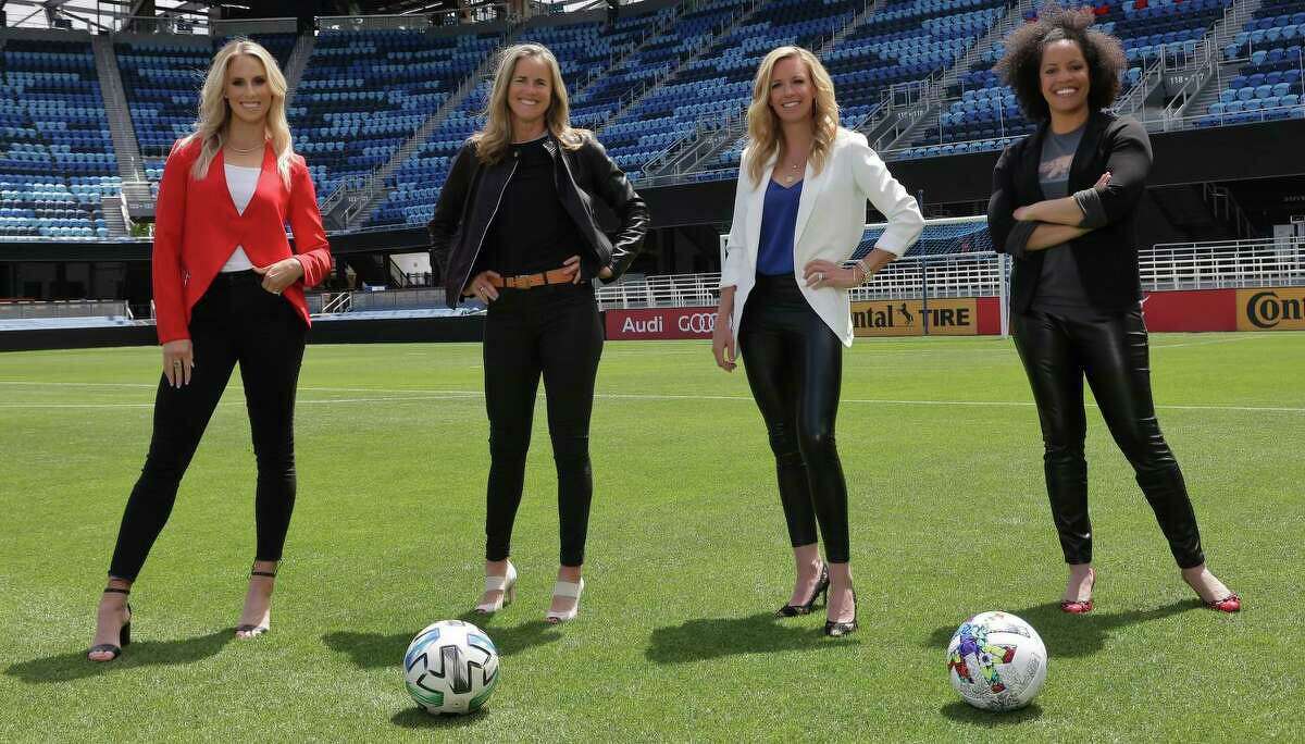(Let to right) Aly Wagner, Brandi Chastain, Leslie Osborne, and Danielle Slaton are part of an effort to bring an NWSL team to the Bay Area.