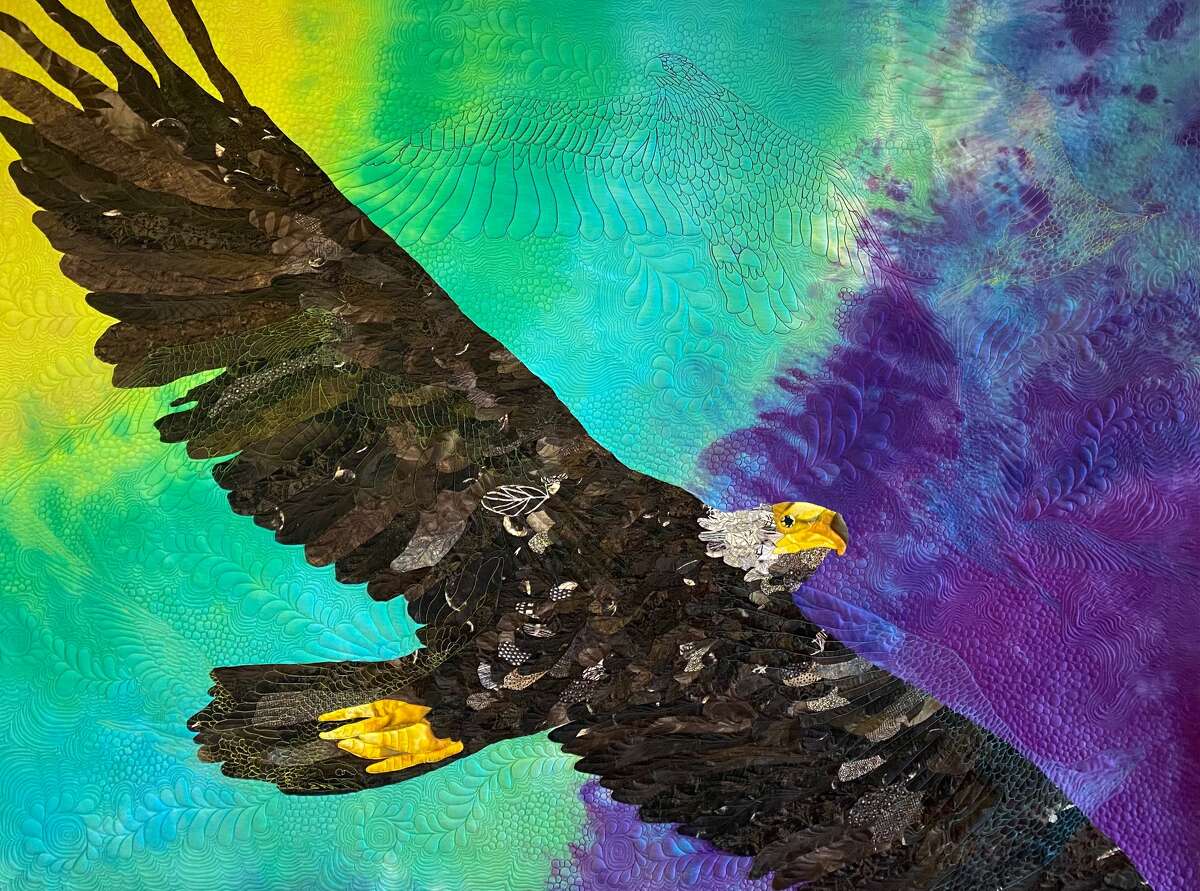 “May Your Spirit Soar,” a quilt by Canadian Marilyn Farquhar, will be part of a one-woman, 10-quilt exhibit, “The Only Constant is Change” at the 2022 International Quilt Festival.