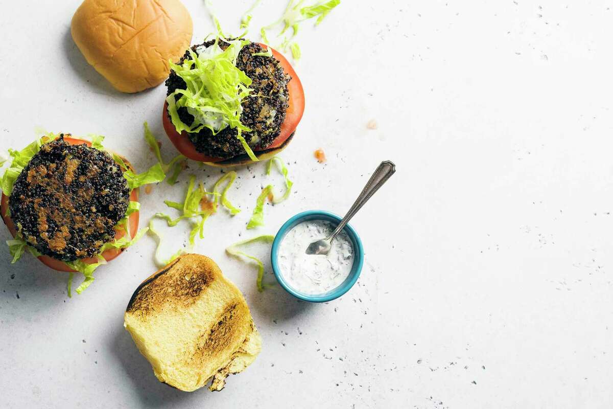 Building a good grain-based veggie burger is a challenge. Quinoa patties with Gruyere meet that challenge.