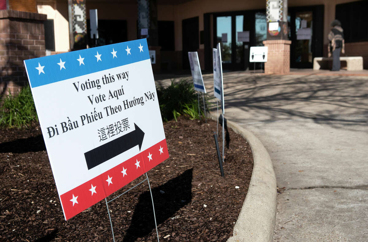 Voters make their way to the polling place at Hardy Road Senior Center for the Texas Primary Election Tuesday, March 1, 2022 in Houston.