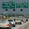 Traffic on I-35 south bound near loop 1604 passes the sign for exit 172 Toepperwein Rd, Live Oak, and Universal City Sunday June 30, 2002. 