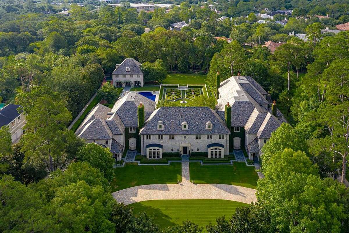 An aerial view of the English-style manor built for Stephen Way, former CEO of Houston International Insurance Group. The mansion sold in late October 2022.