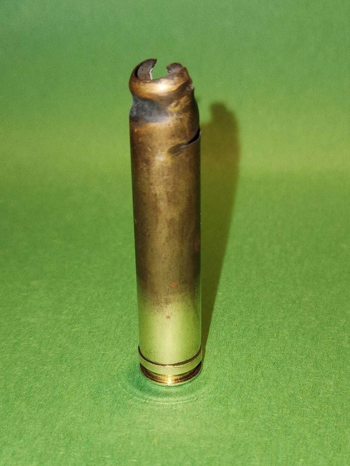 This 7mm Magnum case was once fired in a 300 Win Mag rifle and exploded. I cleaned the bottom of the case with IOSSO Metal Polish and in just a second it shined like new.