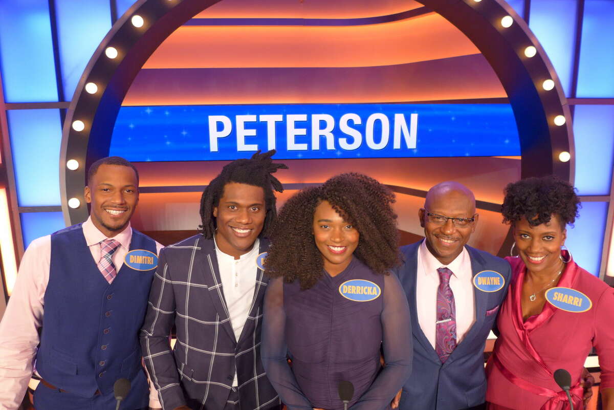 The Peterson family from San Antonio plays to win on an episode of the "Family Feud," airing at 5 p.m. Nov. 7. Mom and team captain Sharri Peterson (right) sent an audition video for the popular game show back in July 2020.