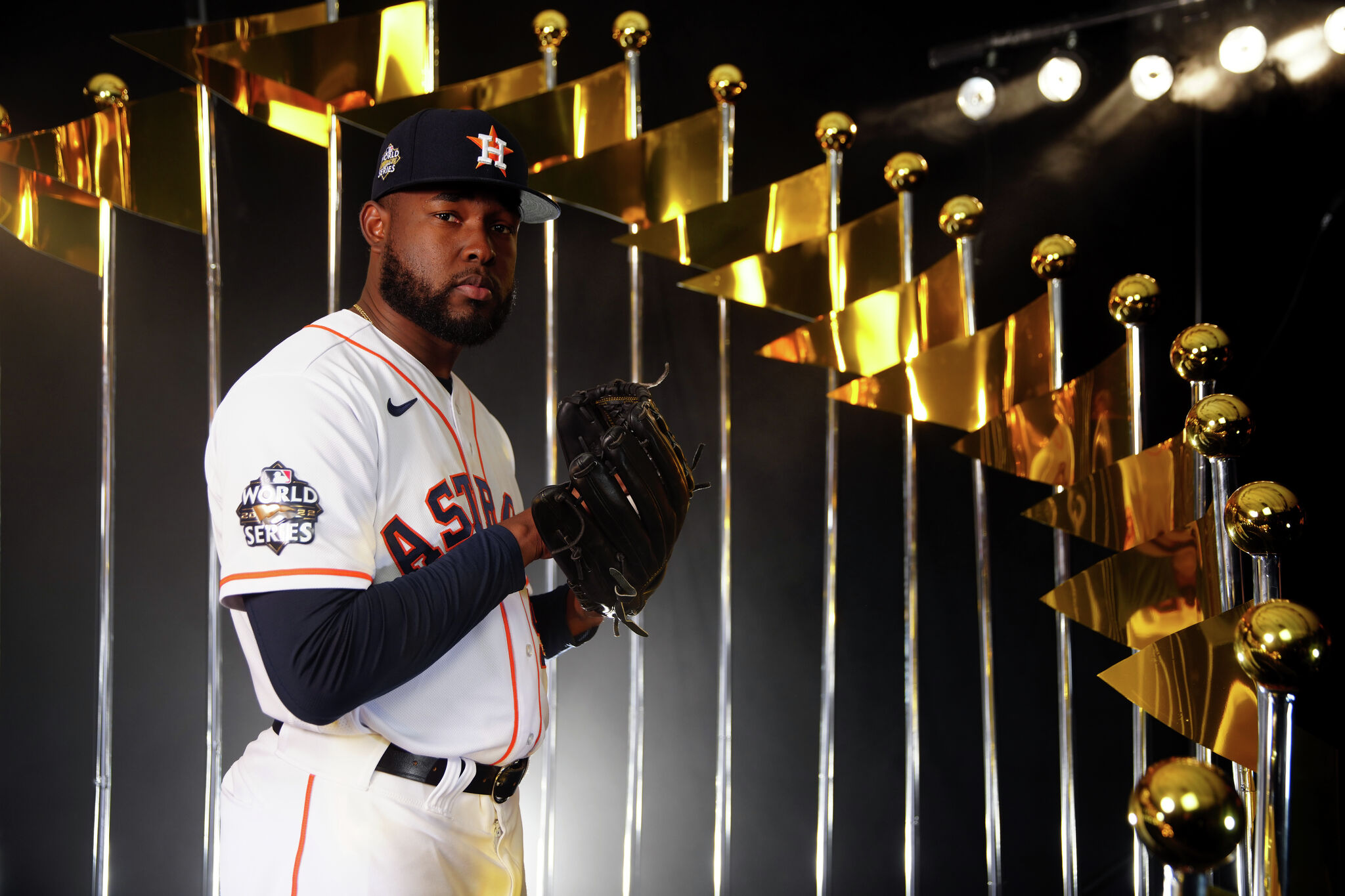Cristian Javier of the Houston Astros poses during Photo Day at