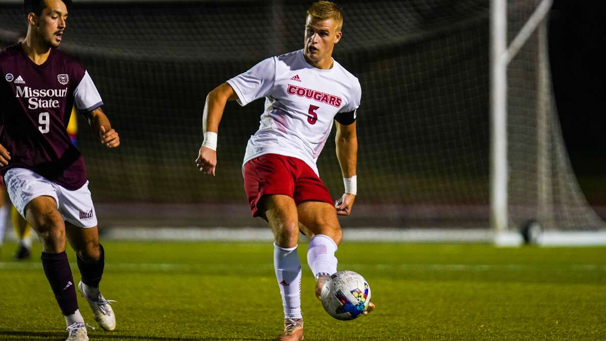 SIUE sophomore defender Max Broughton in action against Missouri State at Korte Stadium on Wednesday. SIUE was blanked 2-0 by Missouri State.