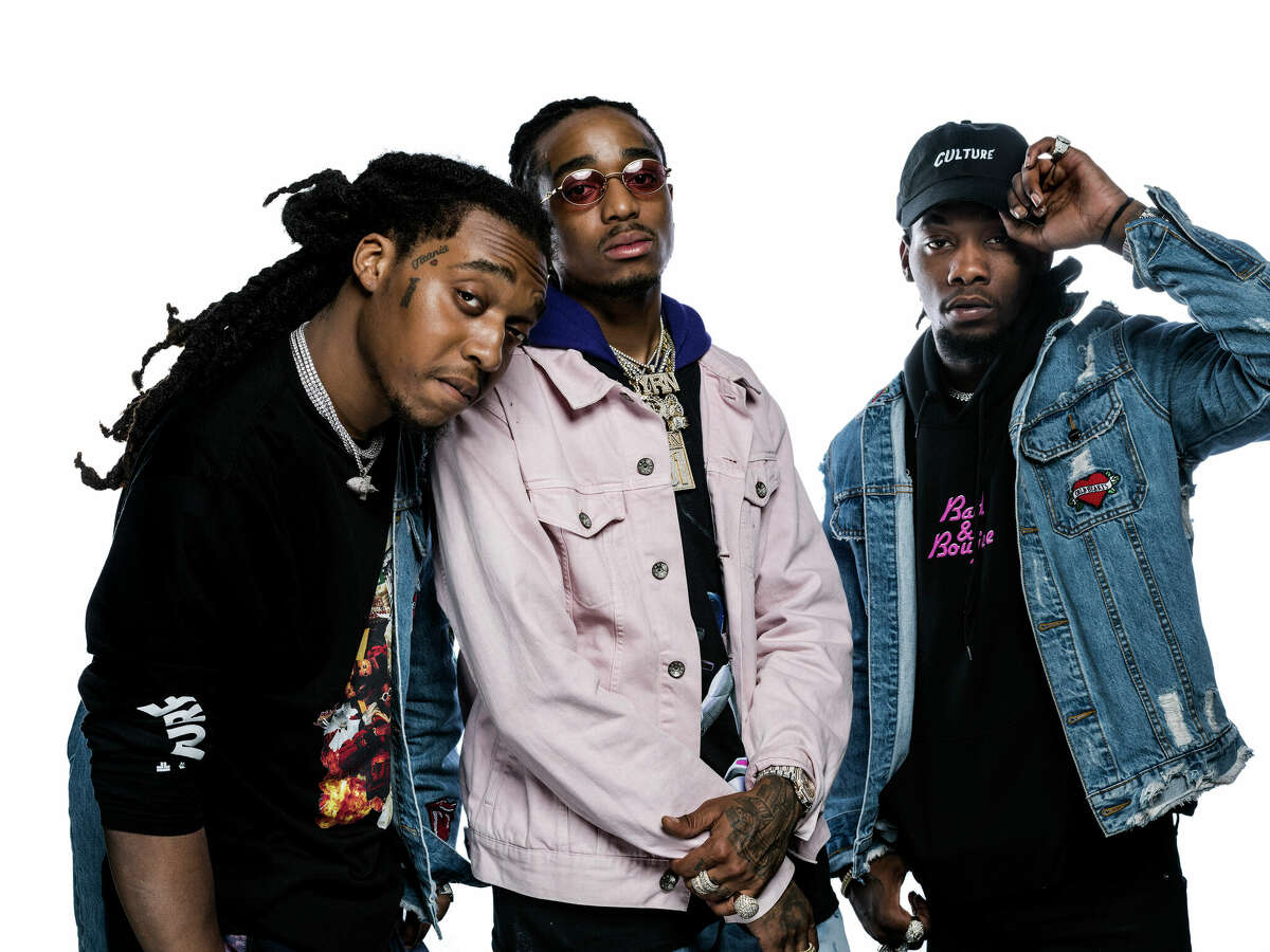 From left: Takeoff, Quavo and Offset of the hip-hop group Migos, in New York, Jan. 24, 2017. The quick-jabbing triplets had been a staple of rap, but the trio made the style sound fresh, thanks in large part to Takeoff, its master of syncopation who was shot and killed in Houston at 28 on Tuesday, Nov. 1, 2022.
