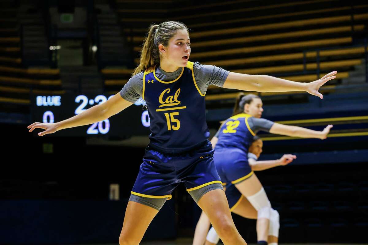 Guard Kemery Mart’n (15) runs a drill during the women?•s basketball practice at Haas Pavilion at the University of California, Berkeley on Wednesday, October 26, 2022, in Berkeley, Calif.