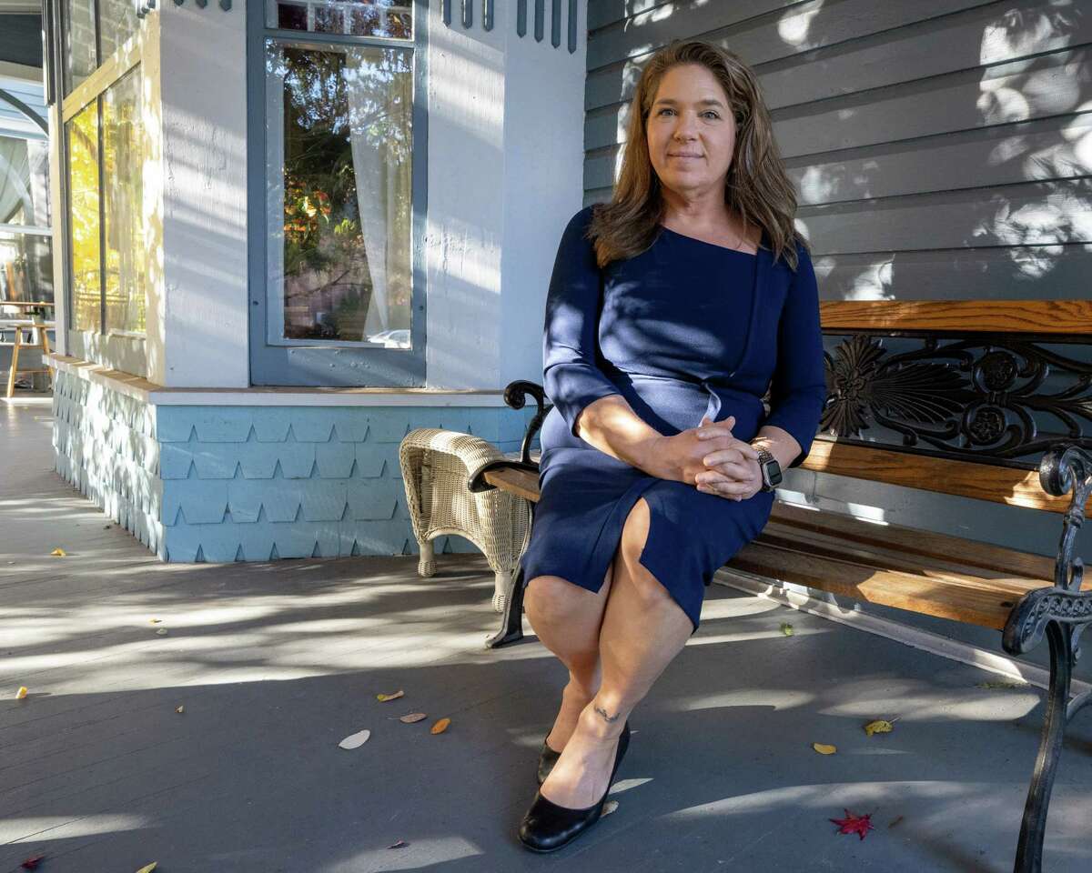 Corinne Carey, an investor in Collar City Mushrooms in Troy, NY, at her Fourth Avenue home on Thursday, Oct. 27, 2022. (Jim Franco/Special to the Times Union)