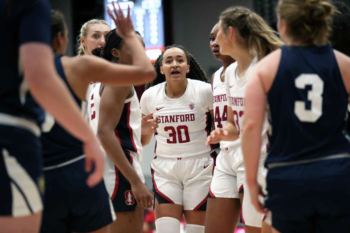 Stanford’s Haley Jones (30) during an exhibition game against Vanguard at Maples Pavilion in Stanford, Calif., on Wednesday, November 2, 2022.