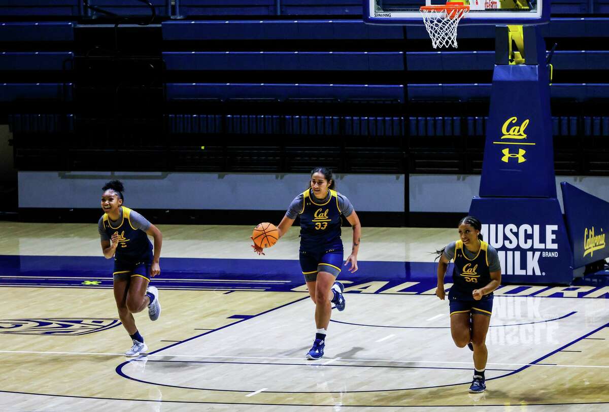 Forward Peanut Tuitele (33) runs down the court during the women?•s basketball practice at Haas Pavilion at the University of California, Berkeley on Wednesday, October 26, 2022, in Berkeley, Calif.