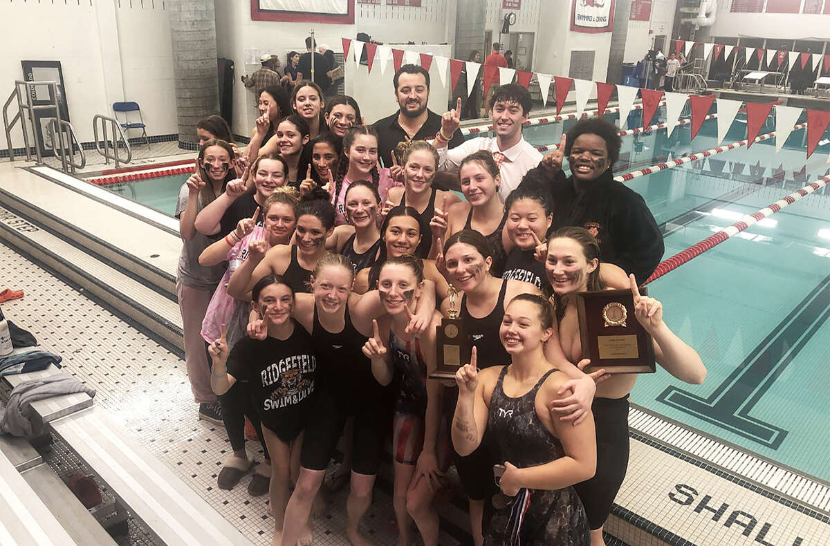 The Ridgefield girls swimming and diving team won the FCIAC championship at Greenwich on Friday, Nov. 4, 2022.