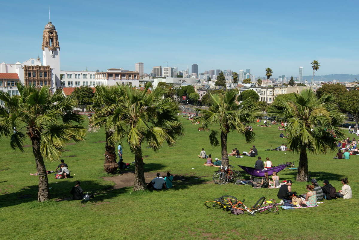 FILE - A man and woman on a walk near Dolores Park on Feb. 12, 2023, were assaulted, the San Francisco Police Department said. This file photo shows the park.