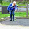 Michael Imperati, 87, in action at recent bocce competition at Parker Memorial Park in Branford.