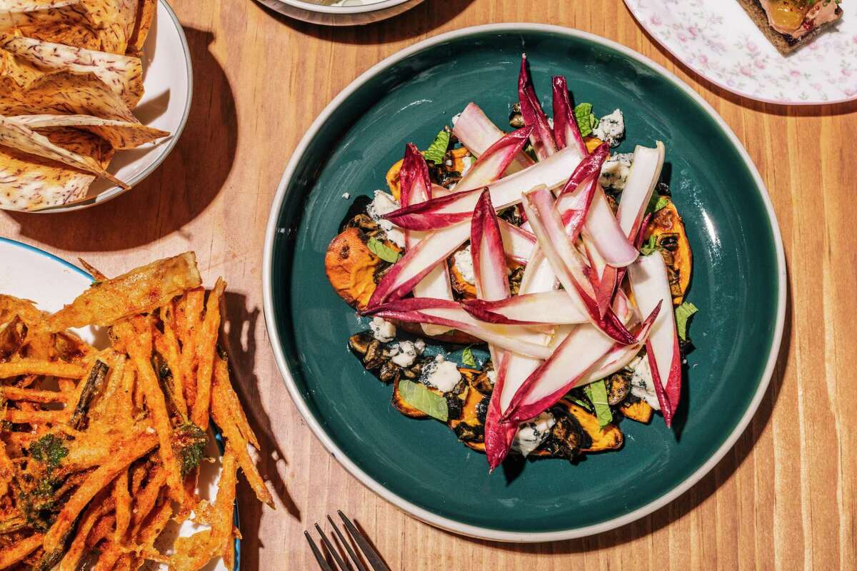 Endive sweet potato salad, right, is planned for the menu when Liholiho Yacht Club reopens.