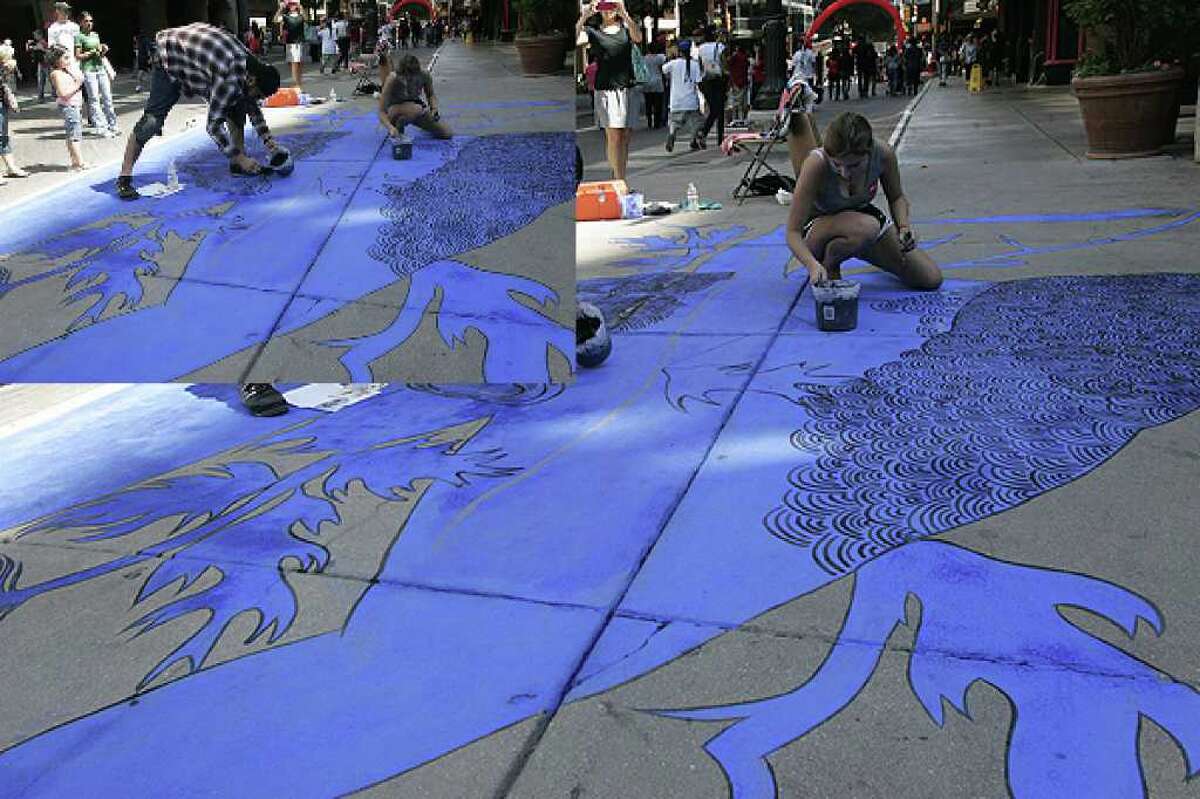 Downtown street transformed into chalk art gallery