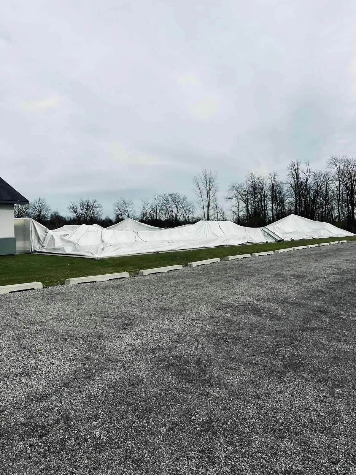 The 65-foot-high Tri-City Sports Complex in Auburn, used as an indoor sports facility by many teams in the Great Lakes Bay Region, is closed until further notice after apparently collapsing in the heavy wind storm that went through the area late Saturday.
