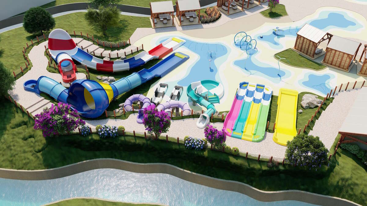 This rendering shows the plan for Typhoon Junior, a water park inside Typhoon Texas designed for younger children.